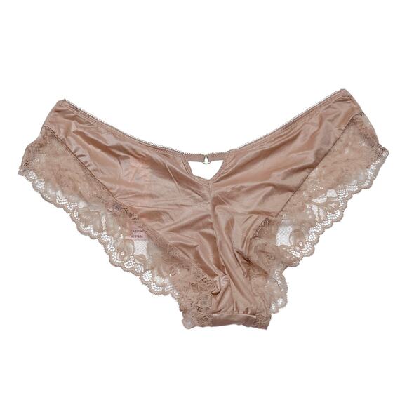 Victoria's Secret Rose Lace-Trim High-Leg Cheeky Panty Praline Size Medium - Picture 1 of 3